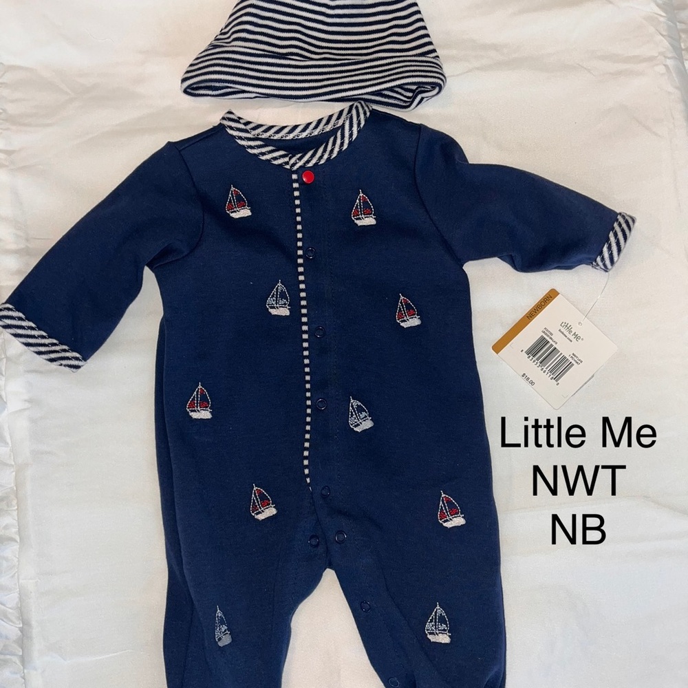 Little Me Newborn sleeper with sailboats NWT